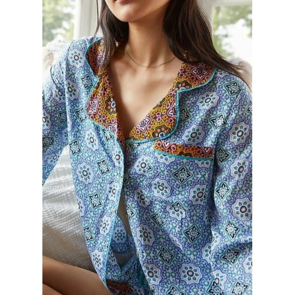 Anthropologie Forest Fable Pajama Top Button Down size L